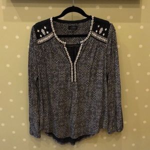 Lucky Brand ladies black embroidered top